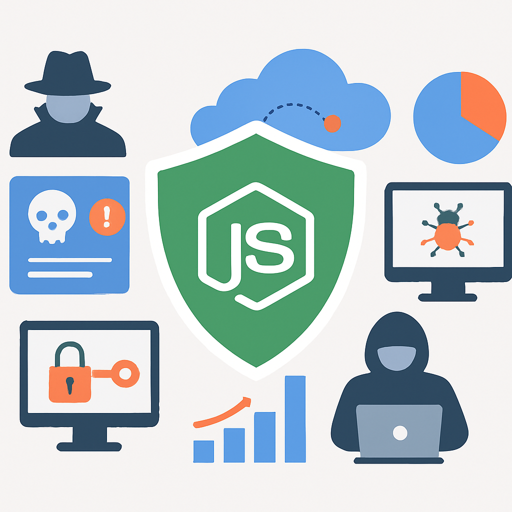 Node.js API security threat landscape diagram