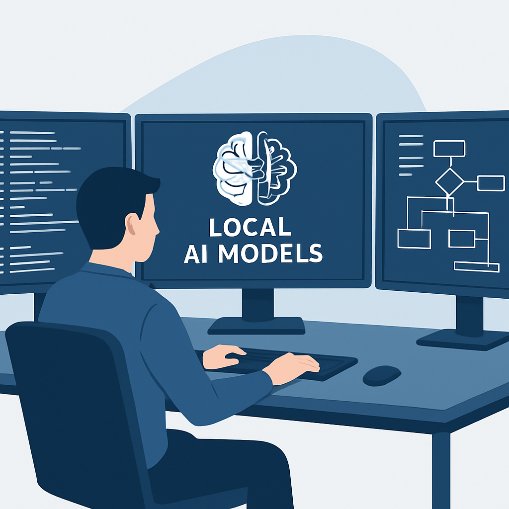 Developer using local AI setup with Ollama interface