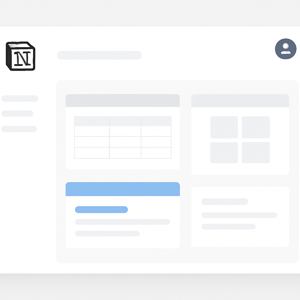 Notion workspace interface with multiple views and collaboration tools