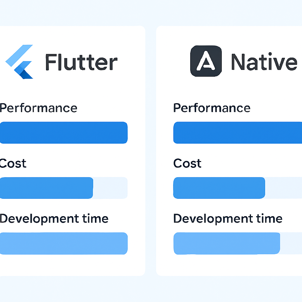 Comparison chart of Flutter versus native app development statistics