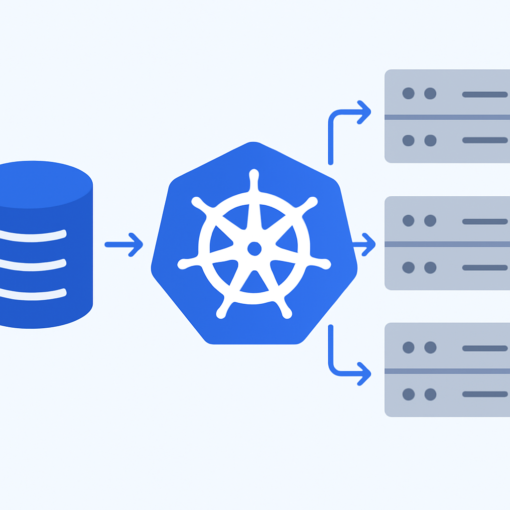 Kubernetes deployment process with container registry and cluster nodes