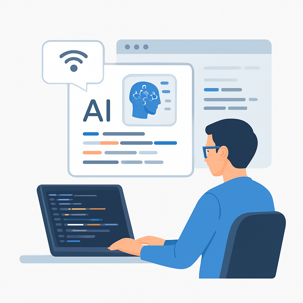 Developer workspace showing AI coding assistant interface