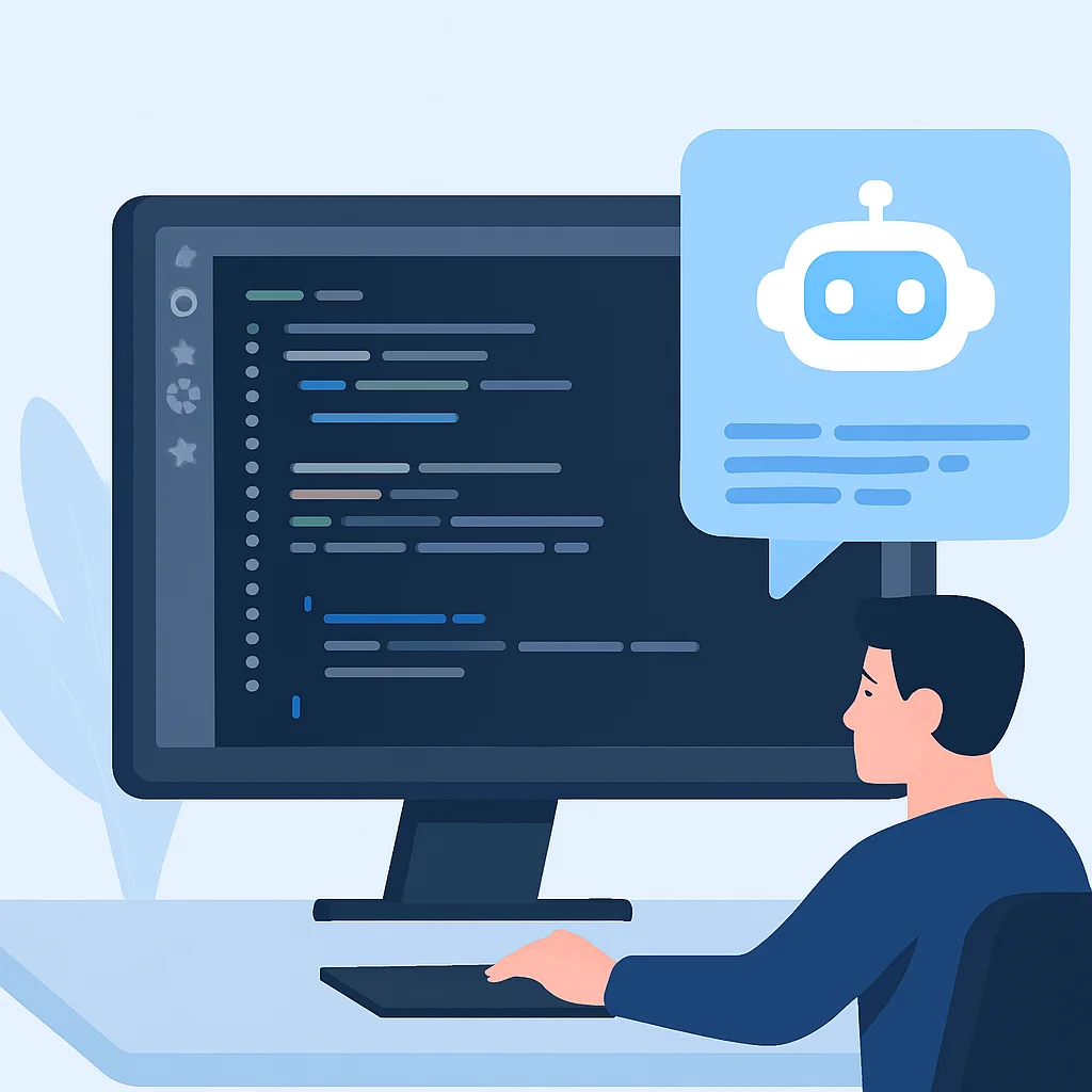 Developer interacting with GitHub Copilot code suggestions