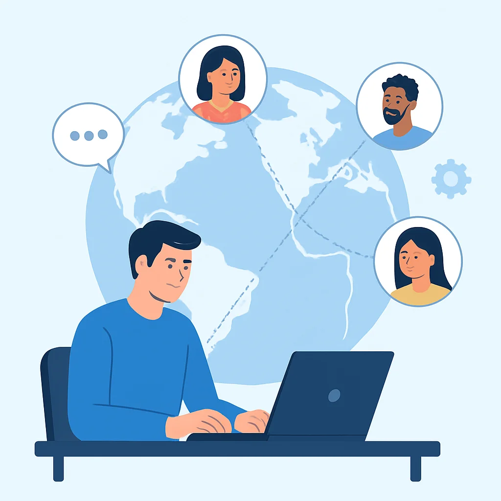 Developer collaborating with global team