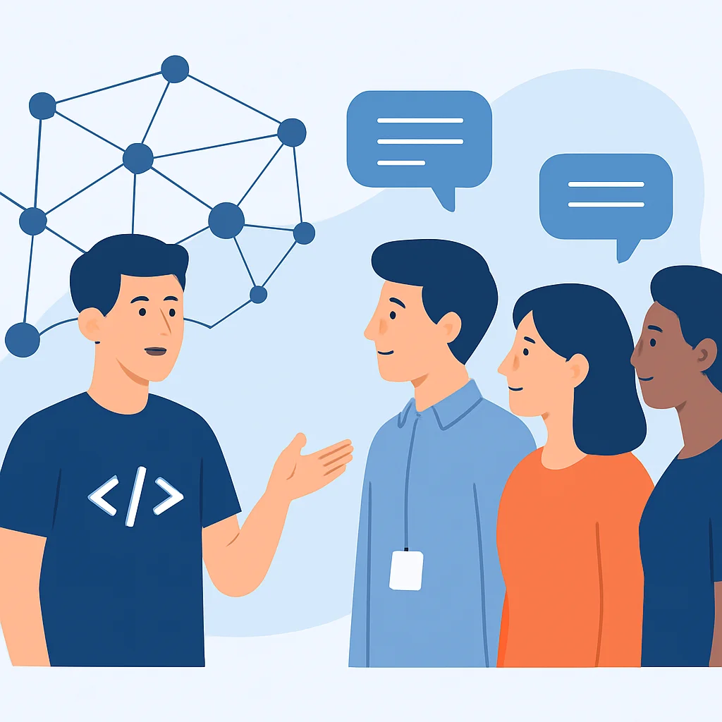 Developer networking at a tech event