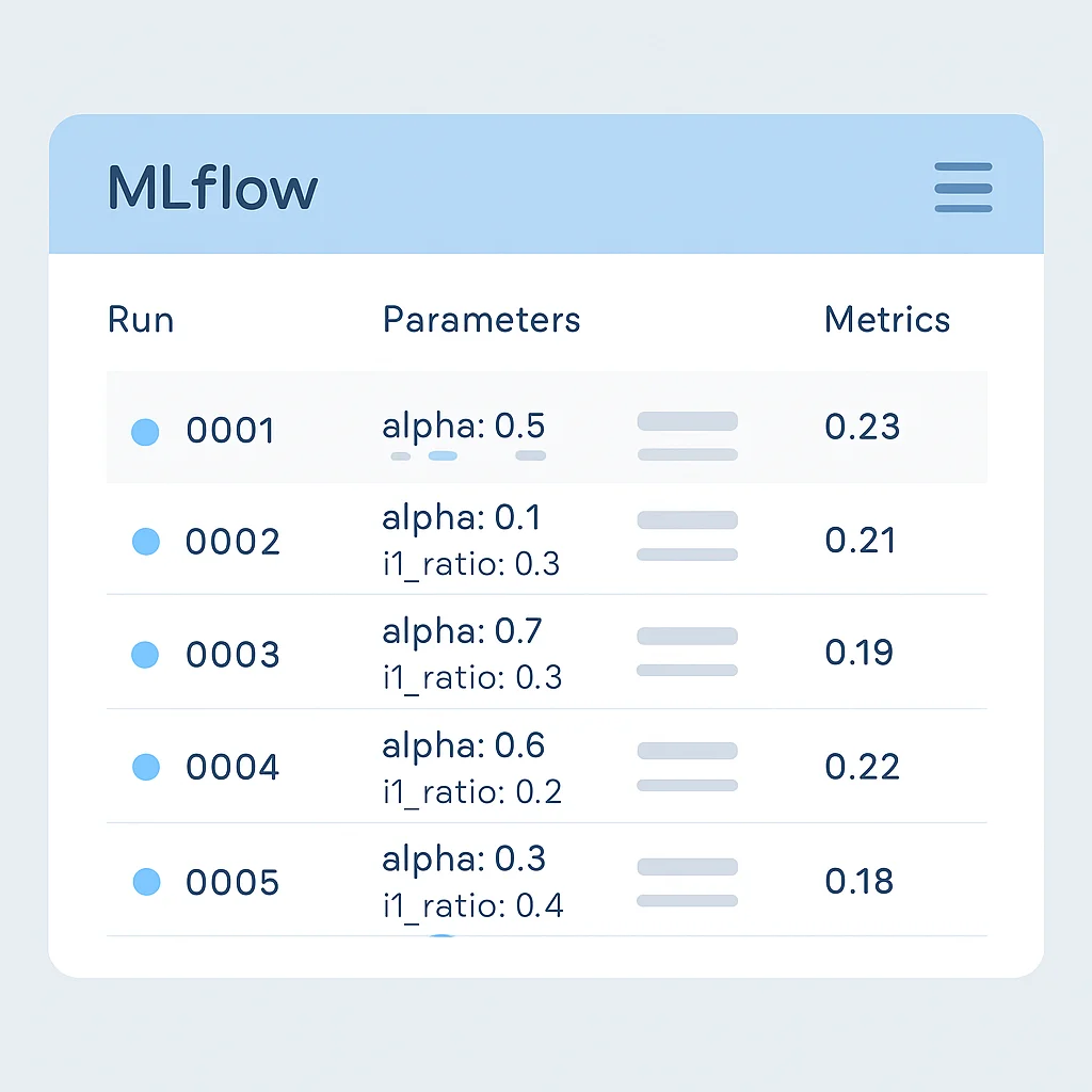 MLflow experiment tracking interface