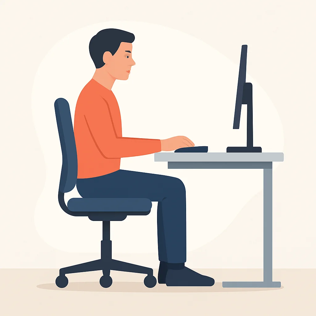 Ideal ergonomic sitting posture diagram