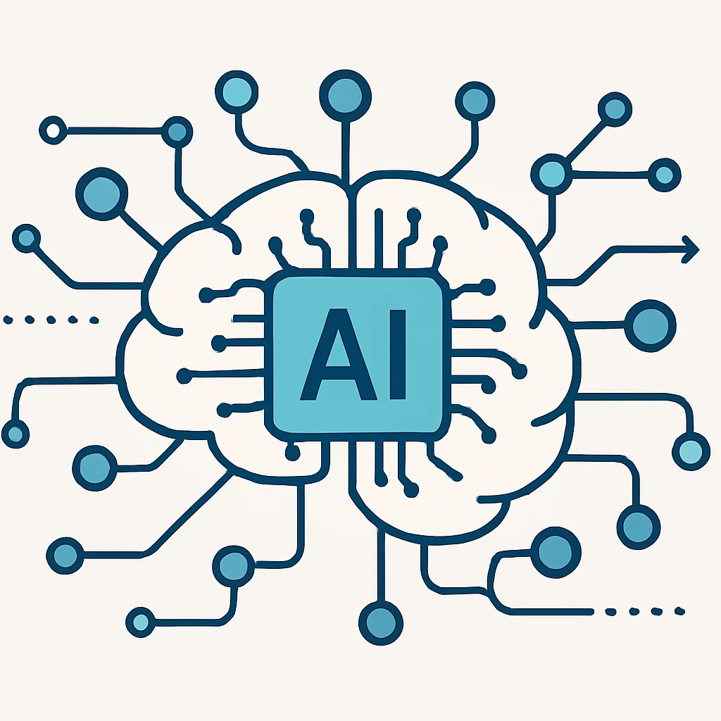 Abstract illustration of AI neural networks with data flow and interconnected nodes, representing advanced AI models