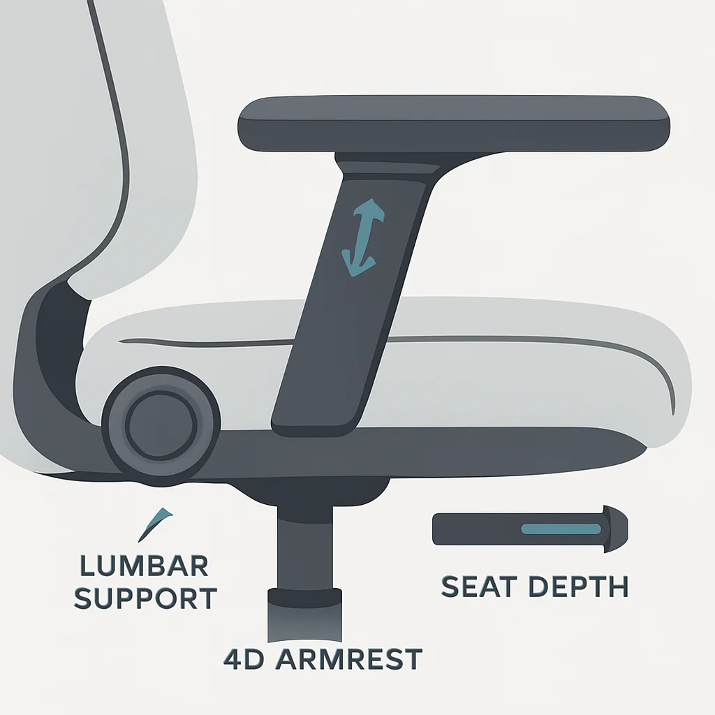Ergonomic chair adjustment mechanisms