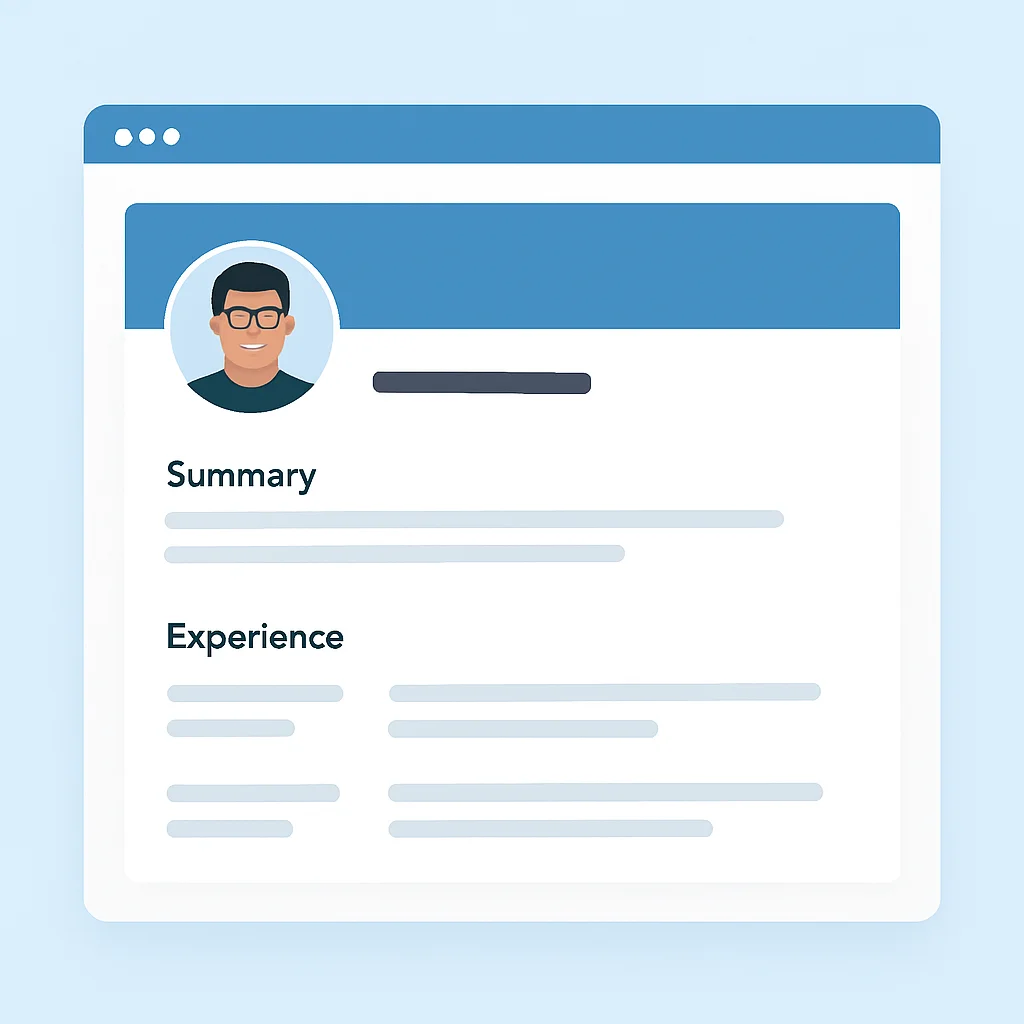 Optimized developer LinkedIn profile mockup