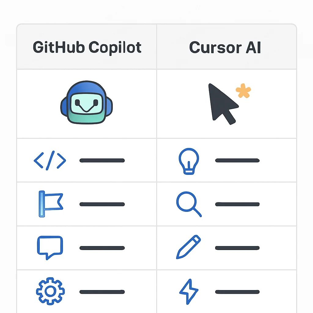 Feature comparison of GitHub Copilot and Cursor AI