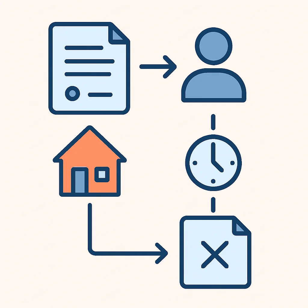 Temporary rental contract process flowchart for landlords