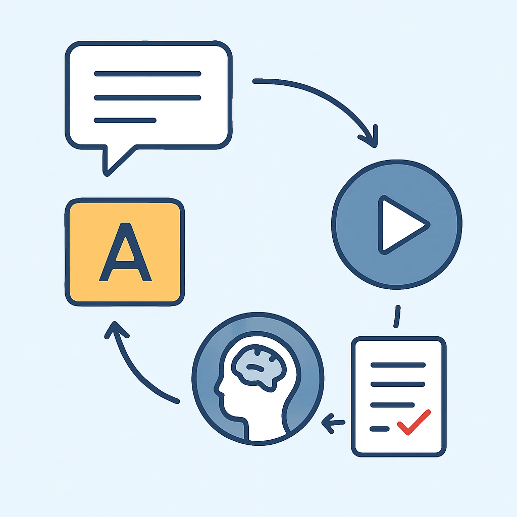 Language learning feedback loop flowchart