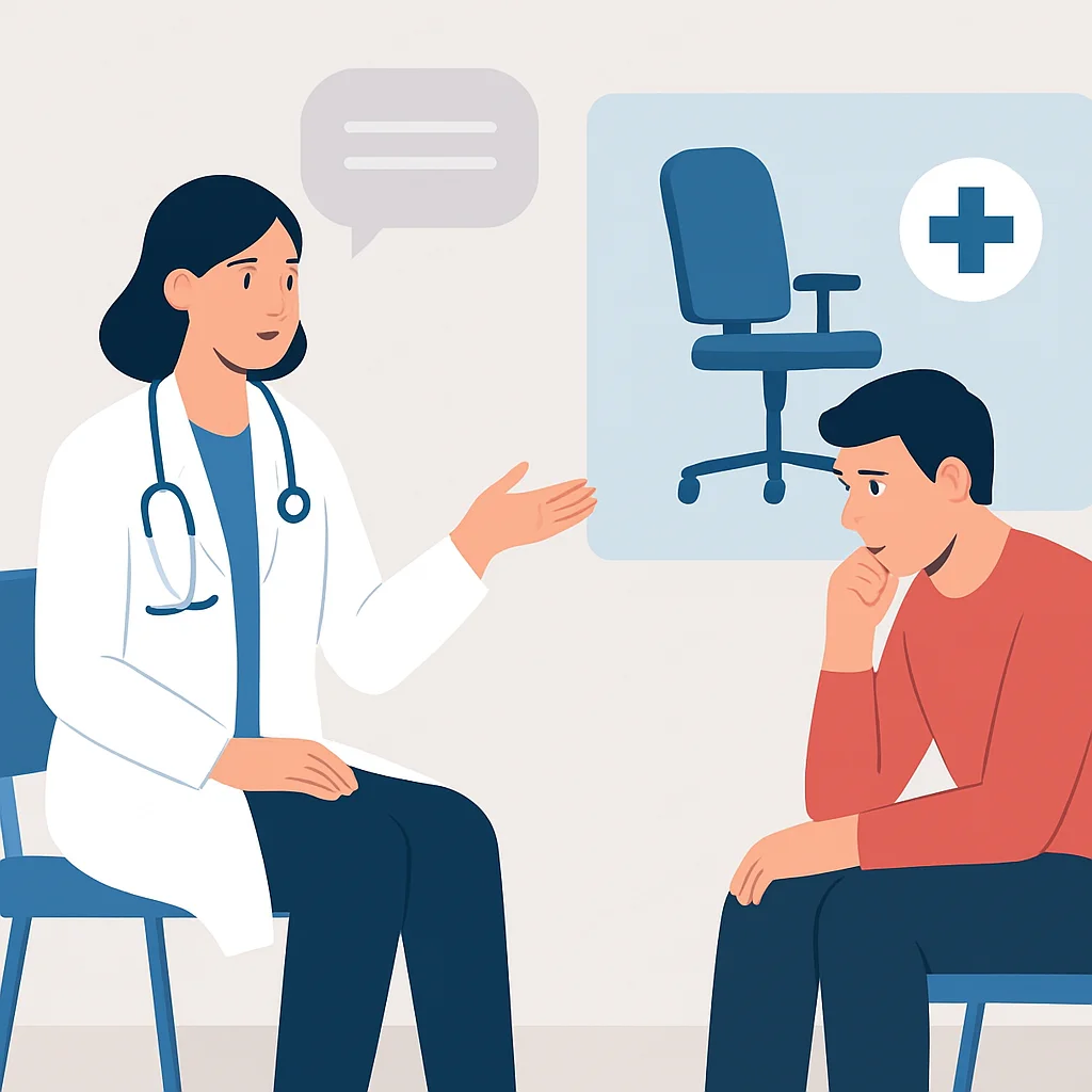 Doctor giving ergonomic advice