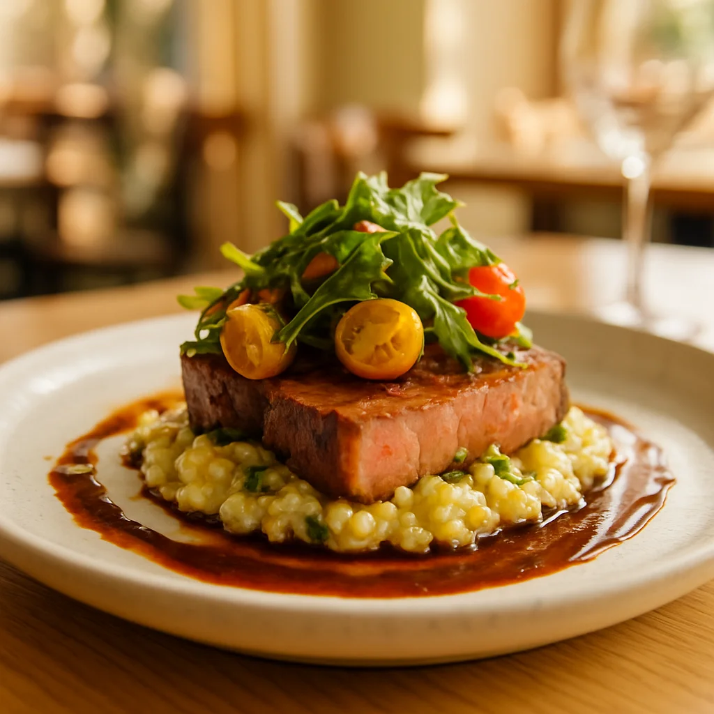 Elegant lunch meal in a high-quality restaurant