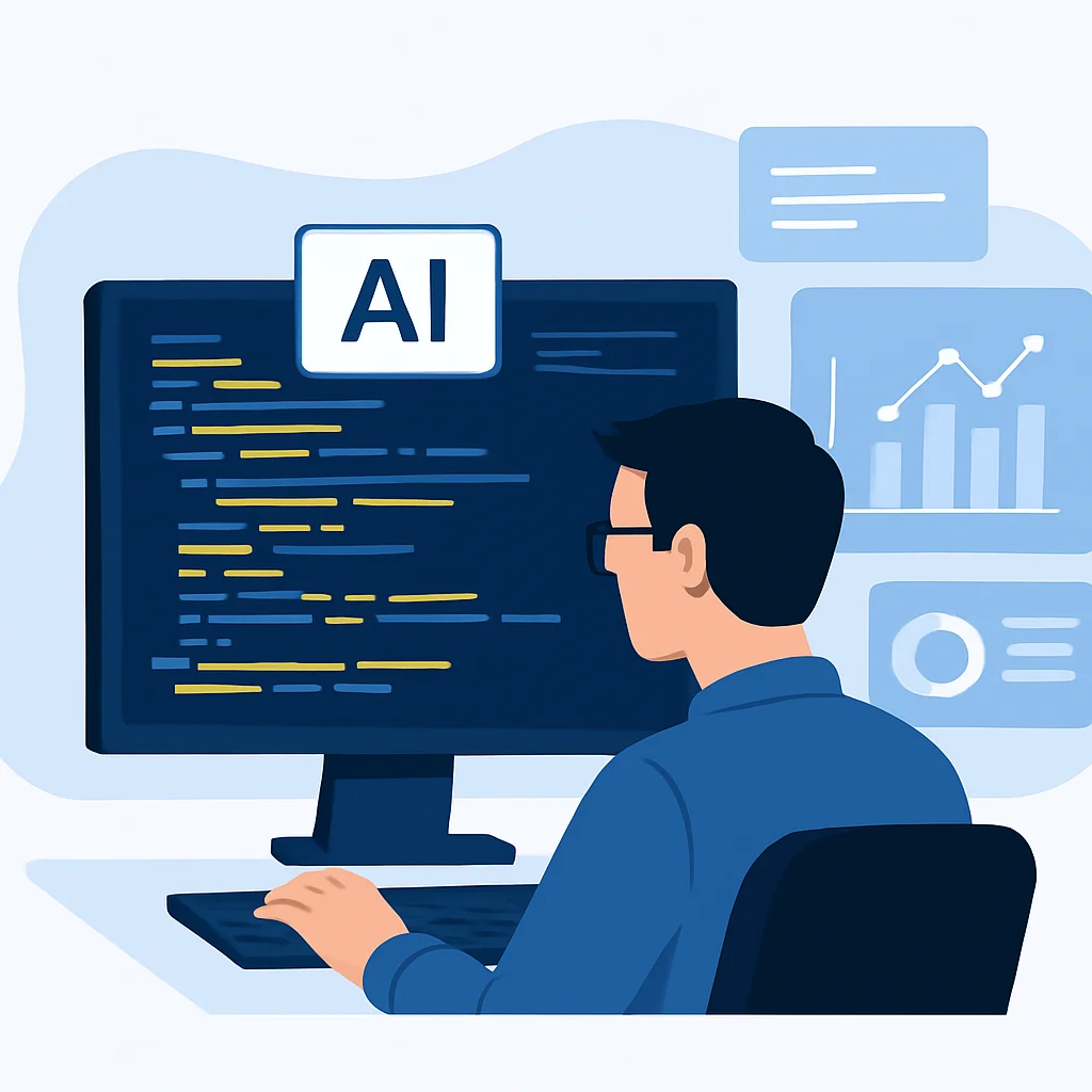 Developer reviewing AI-generated code for quality and security