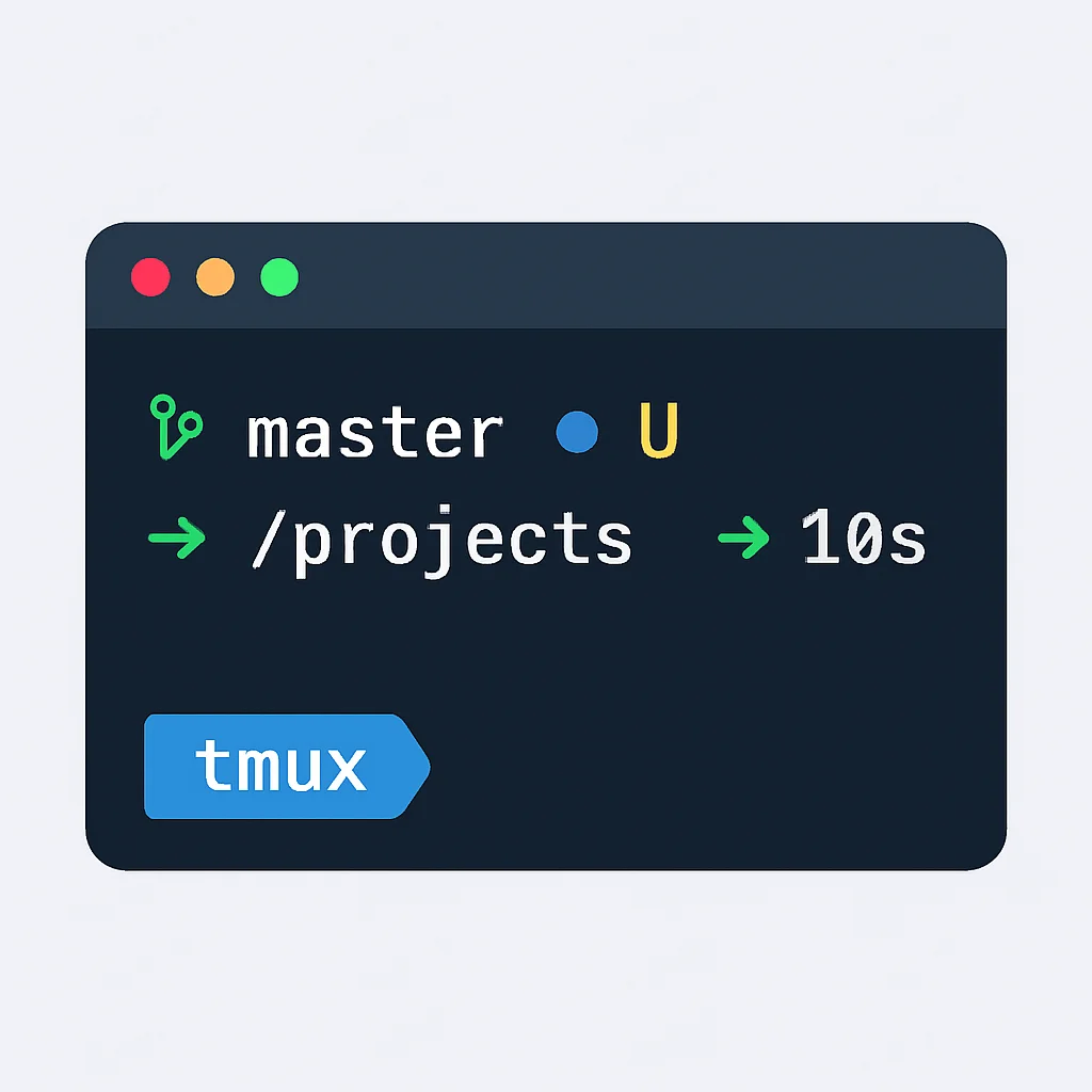 Powerlevel10k Zsh prompt within tmux, displaying rich information