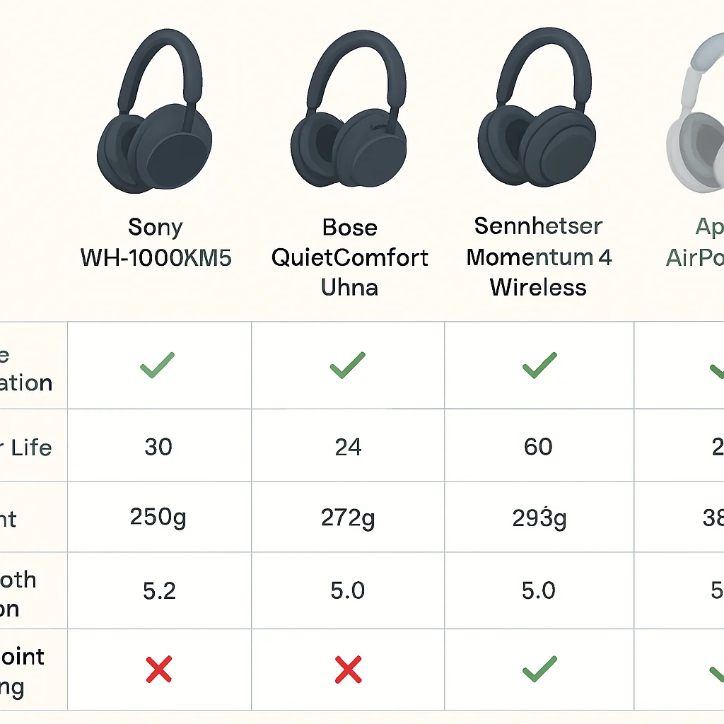 Headphone comparison infographic