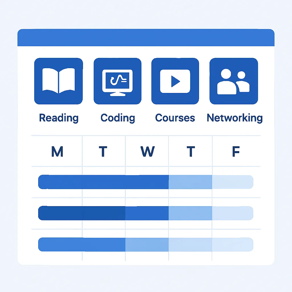 Developer weekly learning schedule infographic