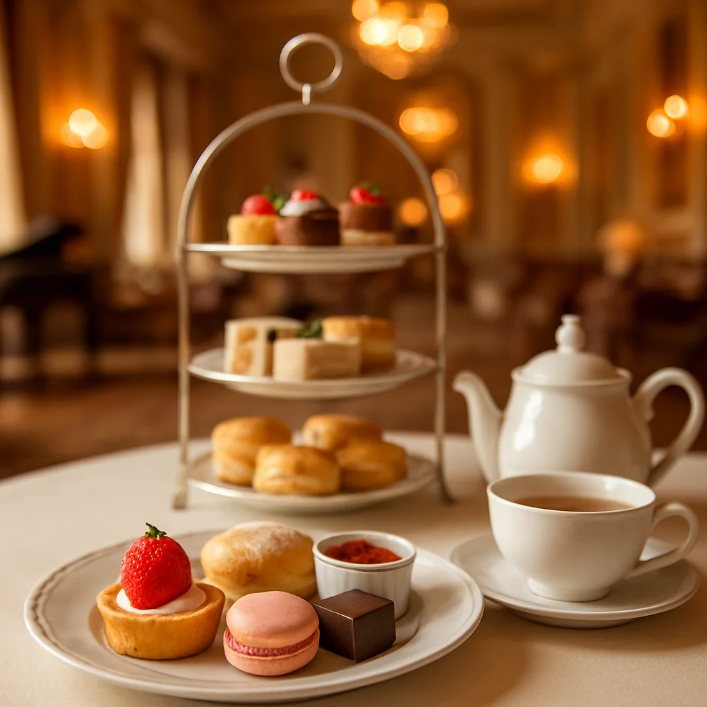 Luxe interieur van The Grand Salon met high tea opstelling