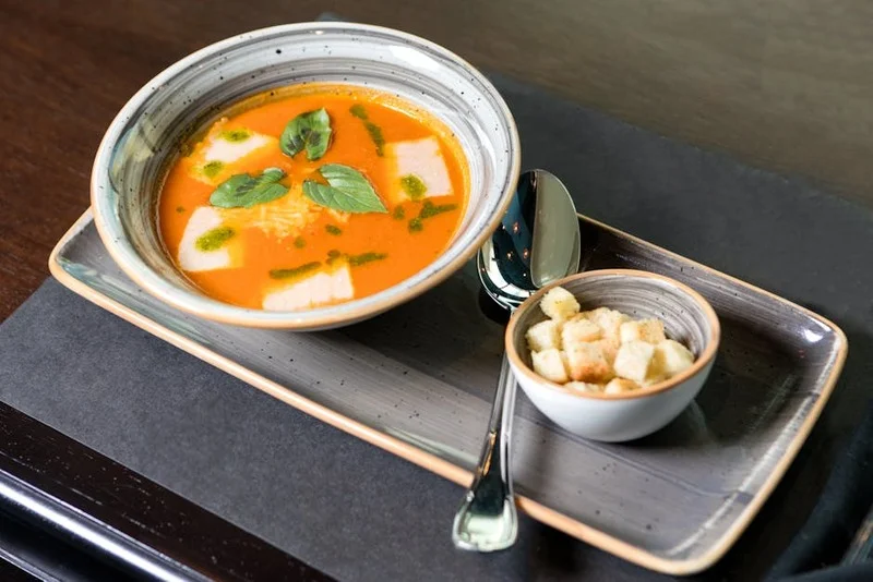Luxurious pumpkin soup with truffle oil