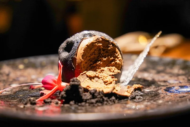 Michelin star dessert with intricate presentation