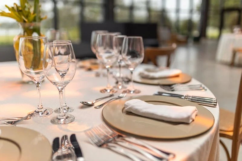 Sophisticated restaurant interior with table setting
