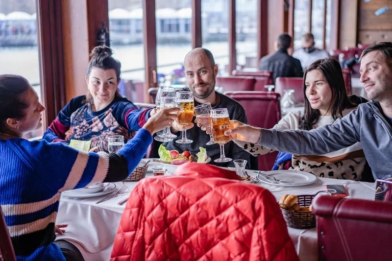 Friends enjoying dinner at an Asian restaurant