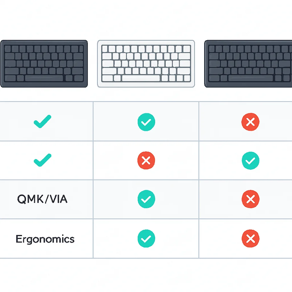 Comparison table of top mechanical keyboards for developers