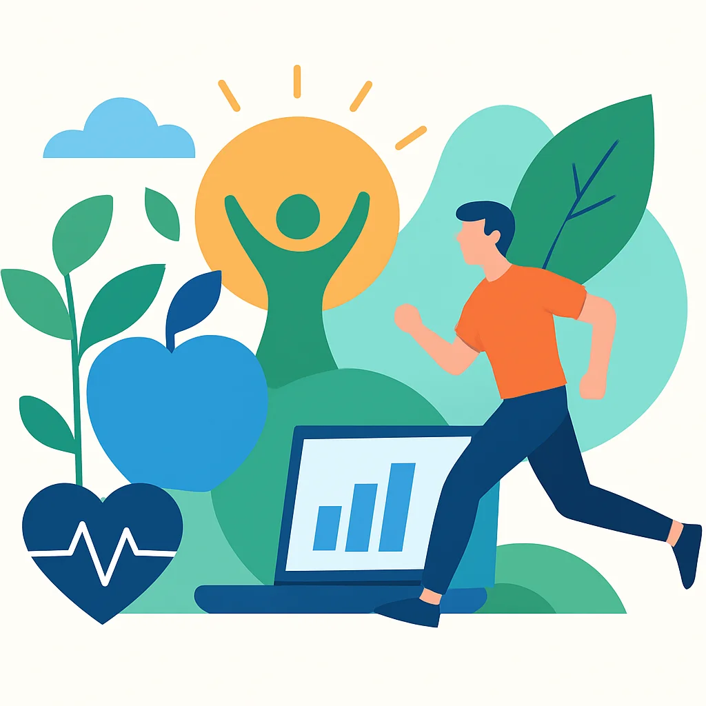 Abstract illustration of balanced lifestyle for tech professionals