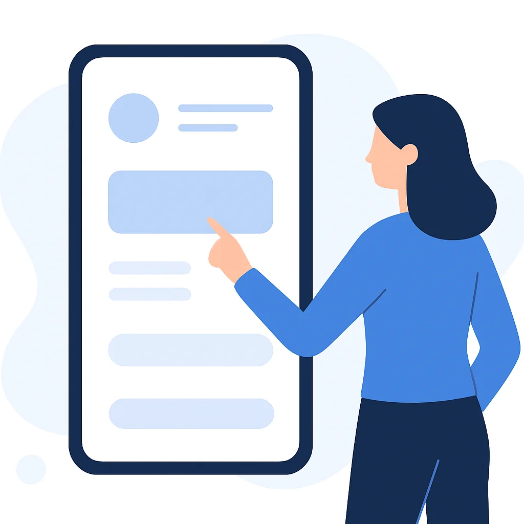 Person interacting with intuitive mobile app UI