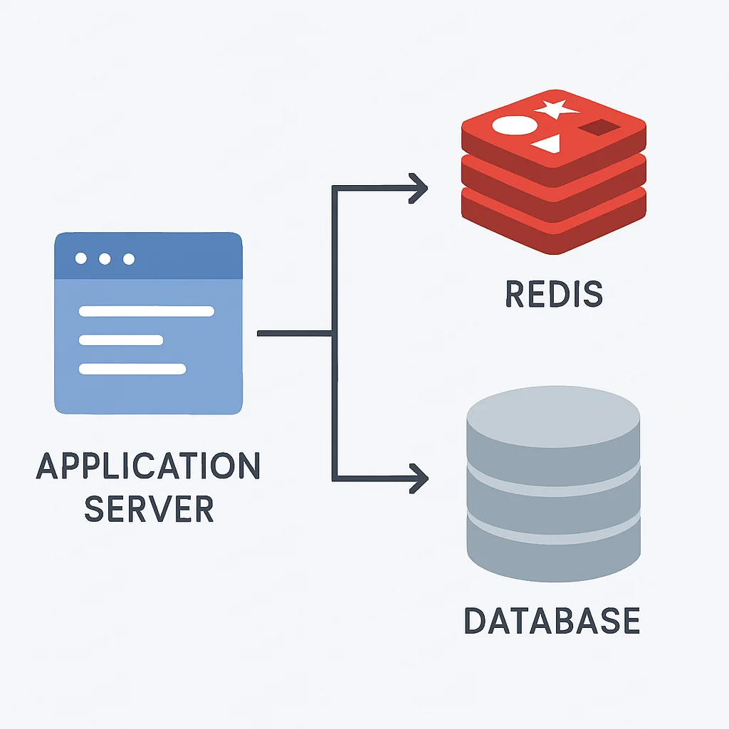 Application server interacting with Redis cache and a database