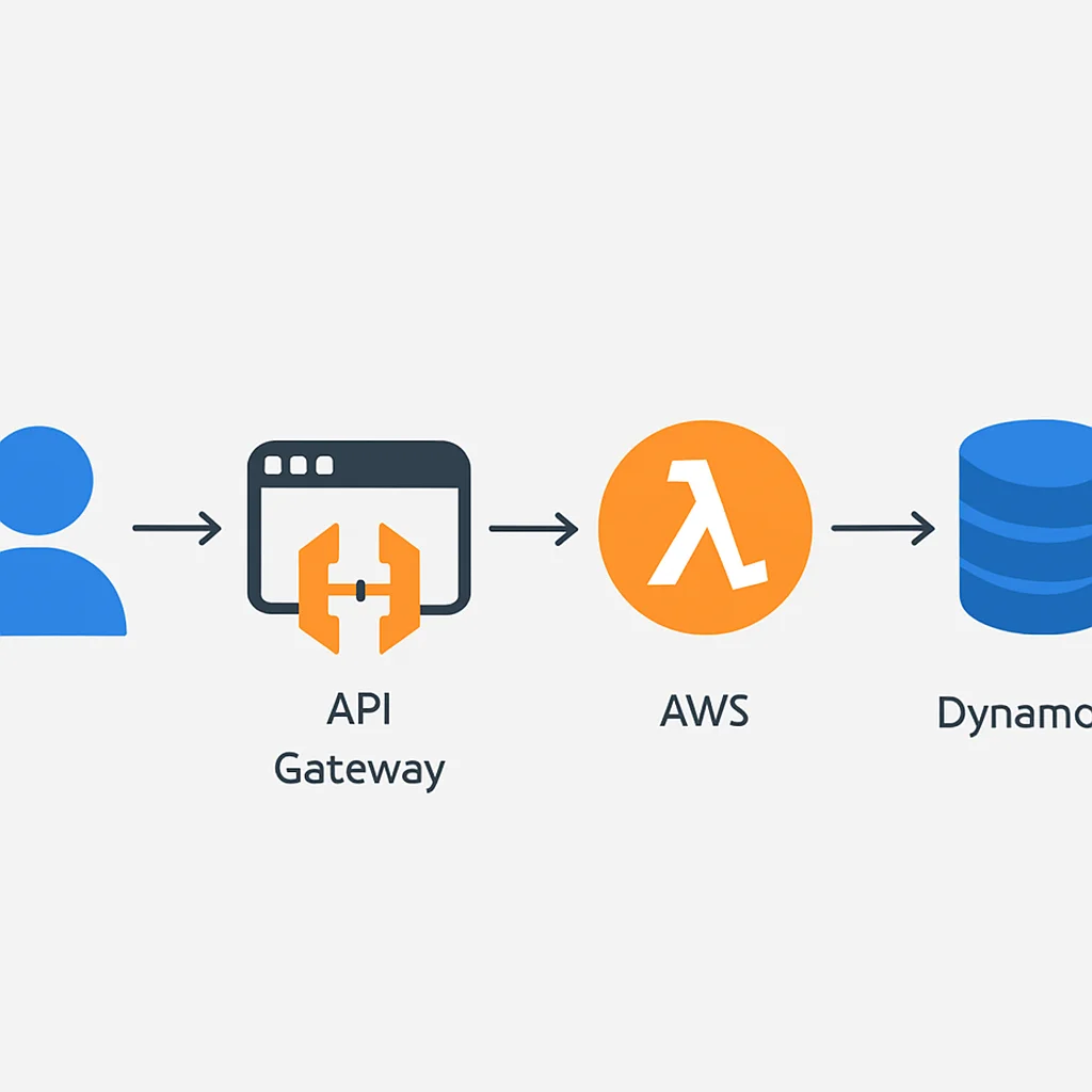 Serverless web application architecture with AWS Lambda, API Gateway, DynamoDB