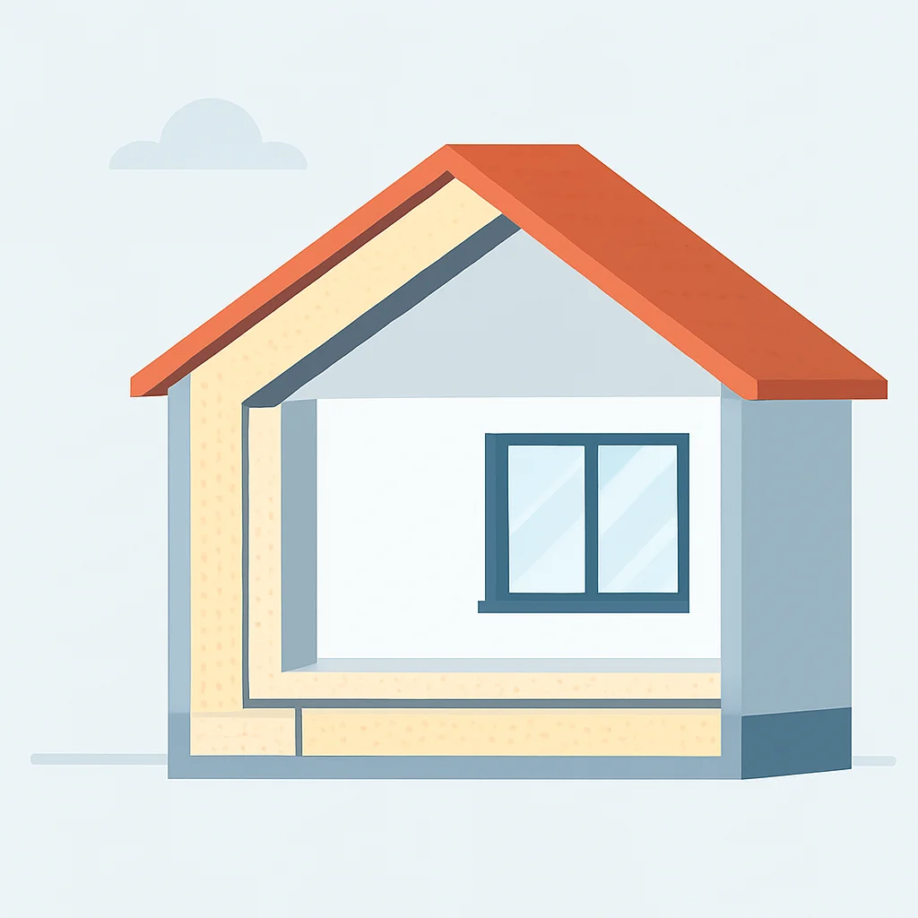 House insulation cross-section diagram