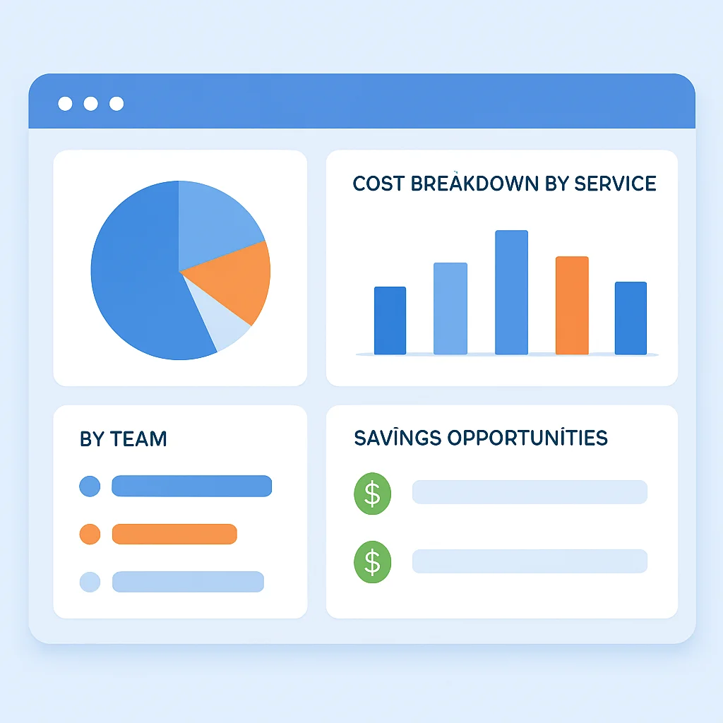 Cloud cost management dashboard showing savings potential