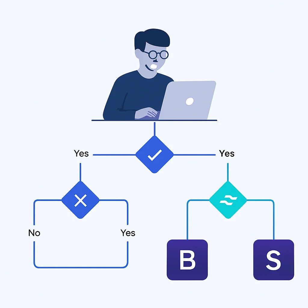 CSS framework decision tree for project selection