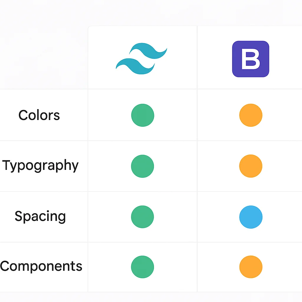 Customization comparison table for Tailwind CSS vs Bootstrap
