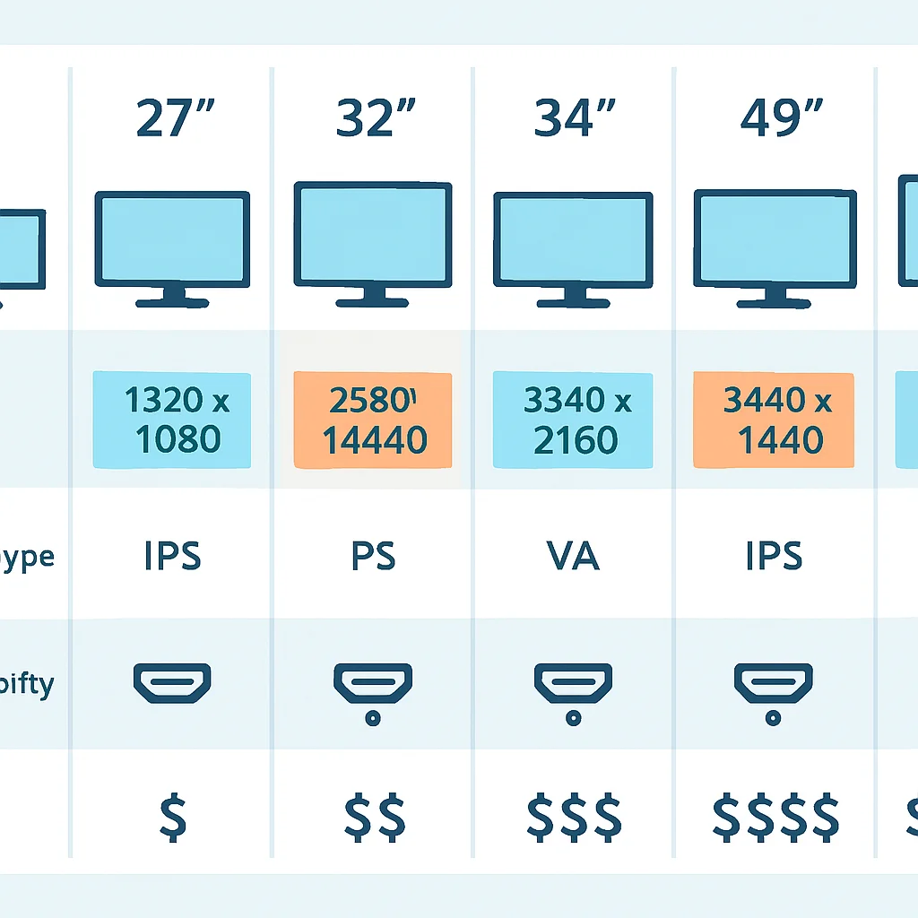 Developer monitor comparison table
