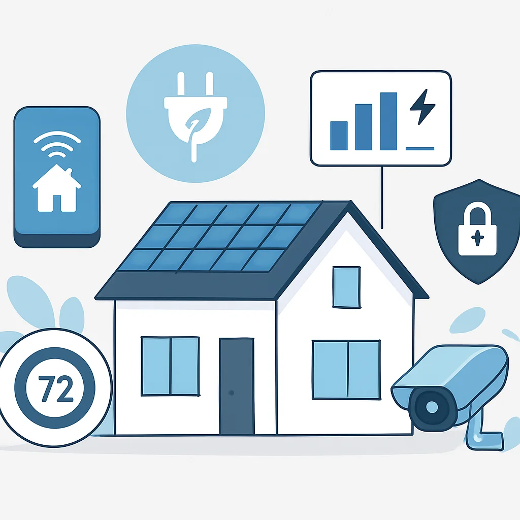 Smart home systeem illustratie met energiebesparing