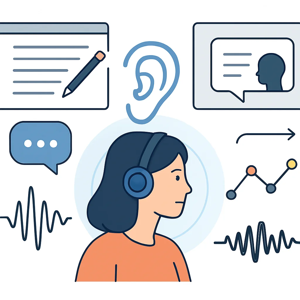 Active listening and speech analysis techniques for language learning