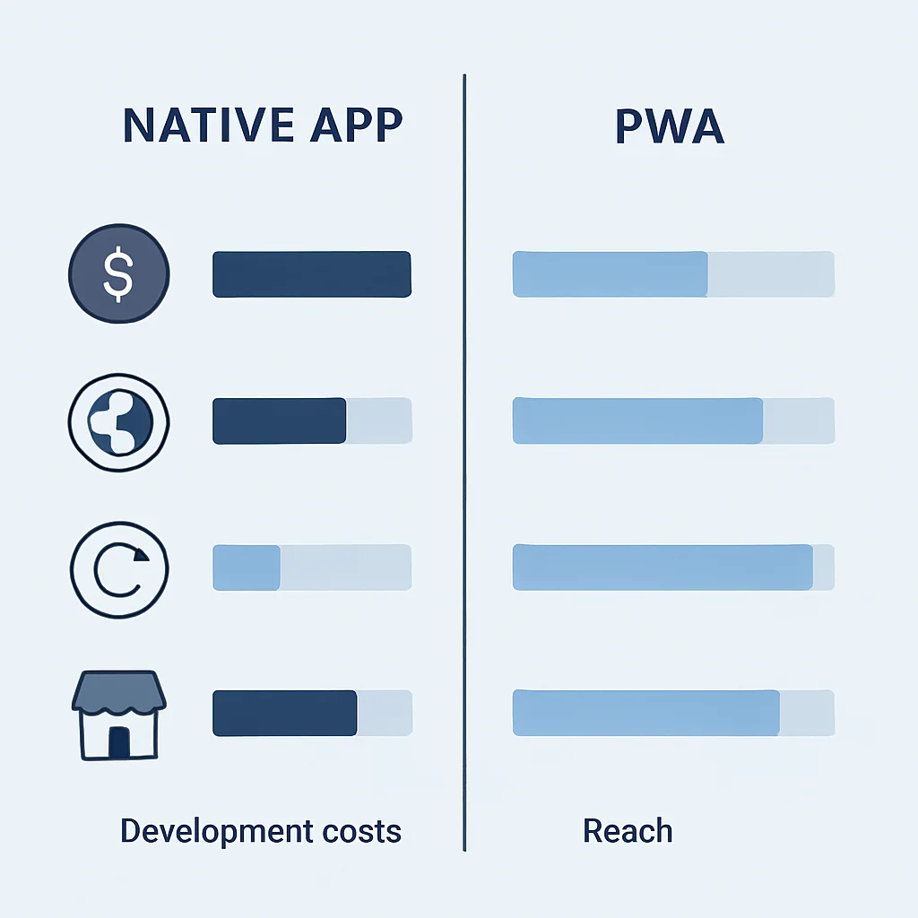 Native app vs PWA comparison chart