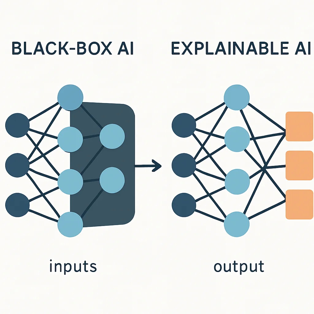 Black-box vs. Explainable AI diagram