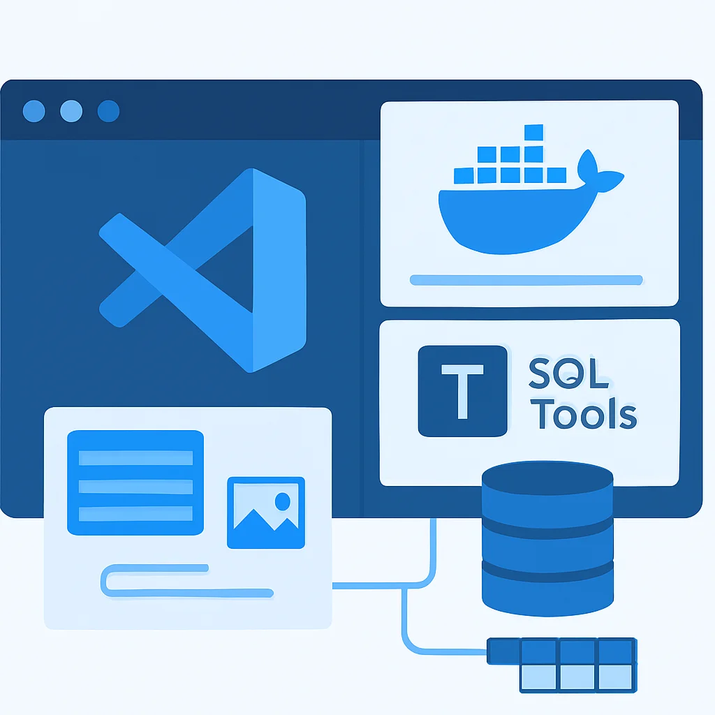 Integrated Docker and SQLTools in VS Code for backend development