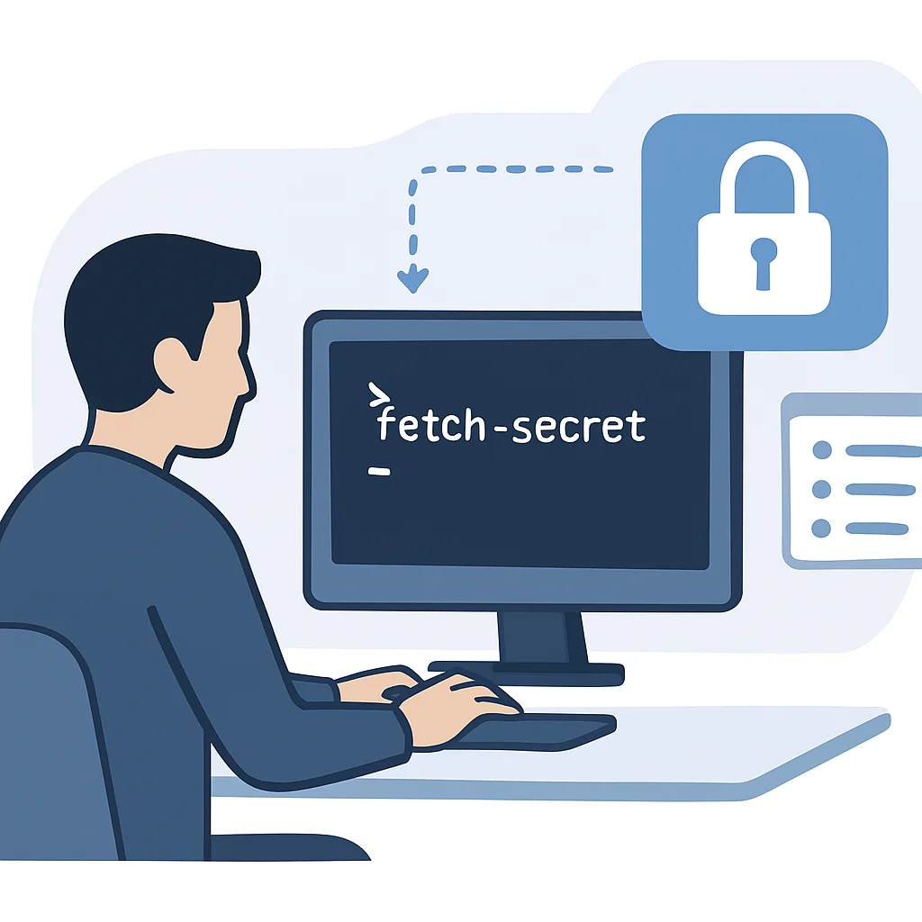 Developer CLI interaction with password manager for secure secret retrieval