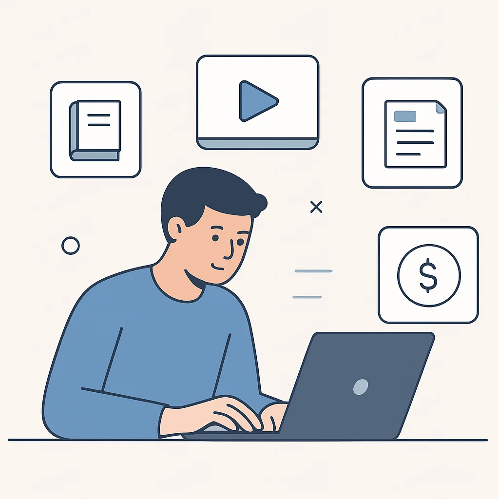 Developer creating digital products for passive income
