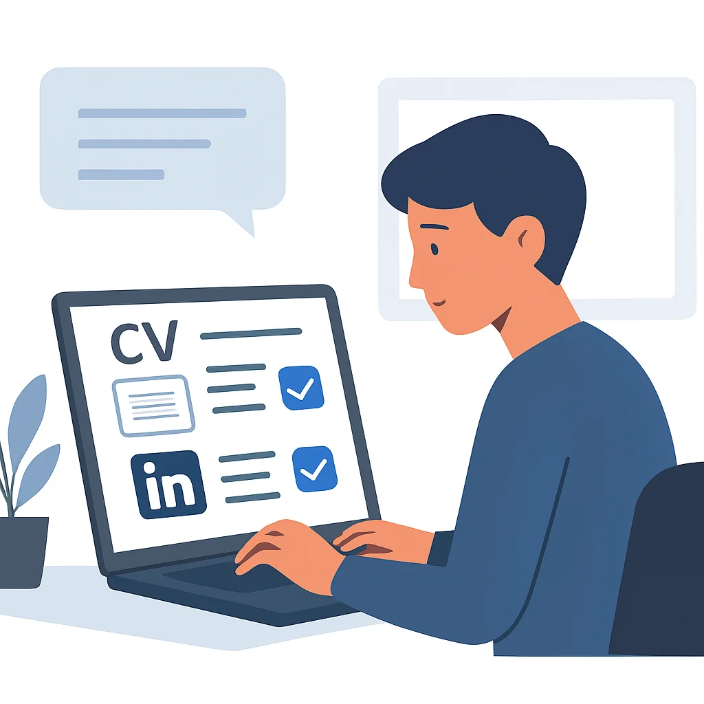 Person updating CV and LinkedIn profile