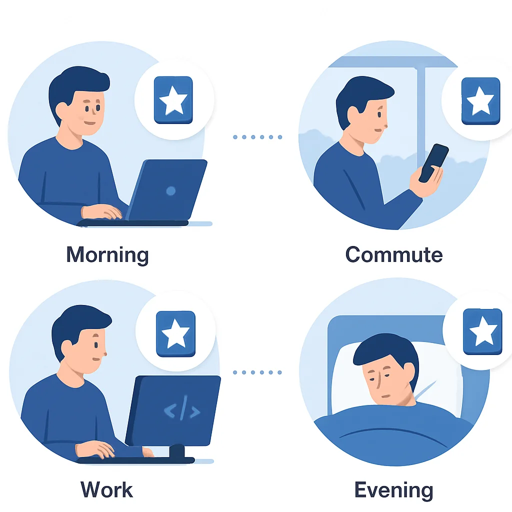 Dagelijkse routine voor taalstudie van een developer