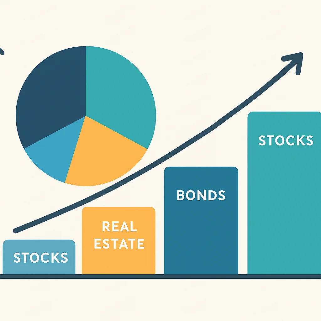 Diversified investment portfolio infographic