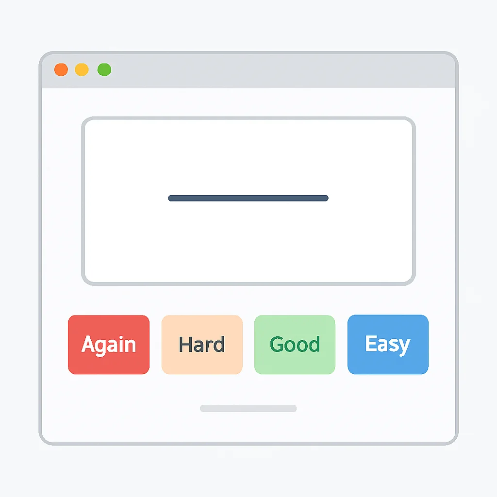 Anki interface tijdens kaartrevisie