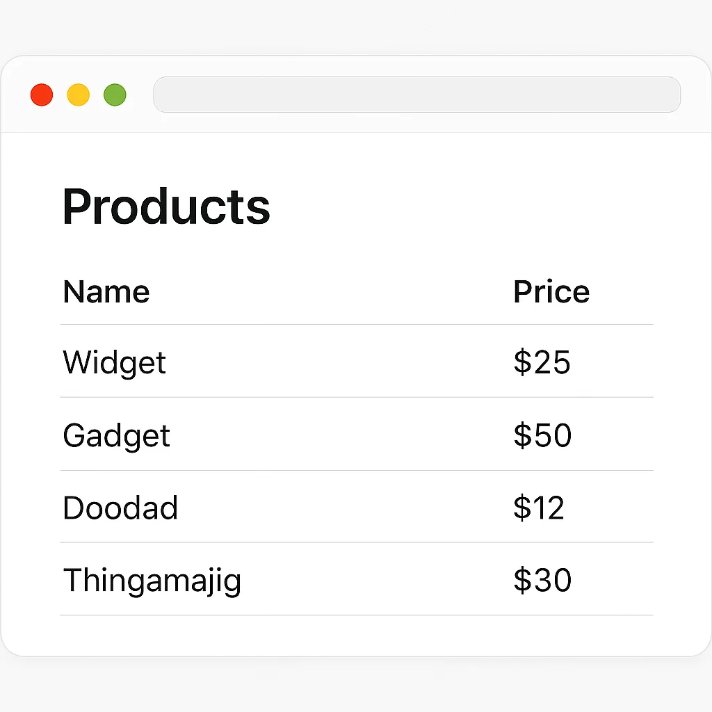 SvelteKit products list application screenshot